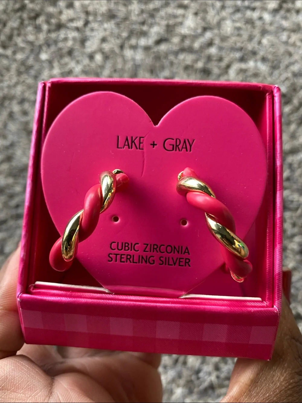 Pink and Gold Twisted Hoop Earrings